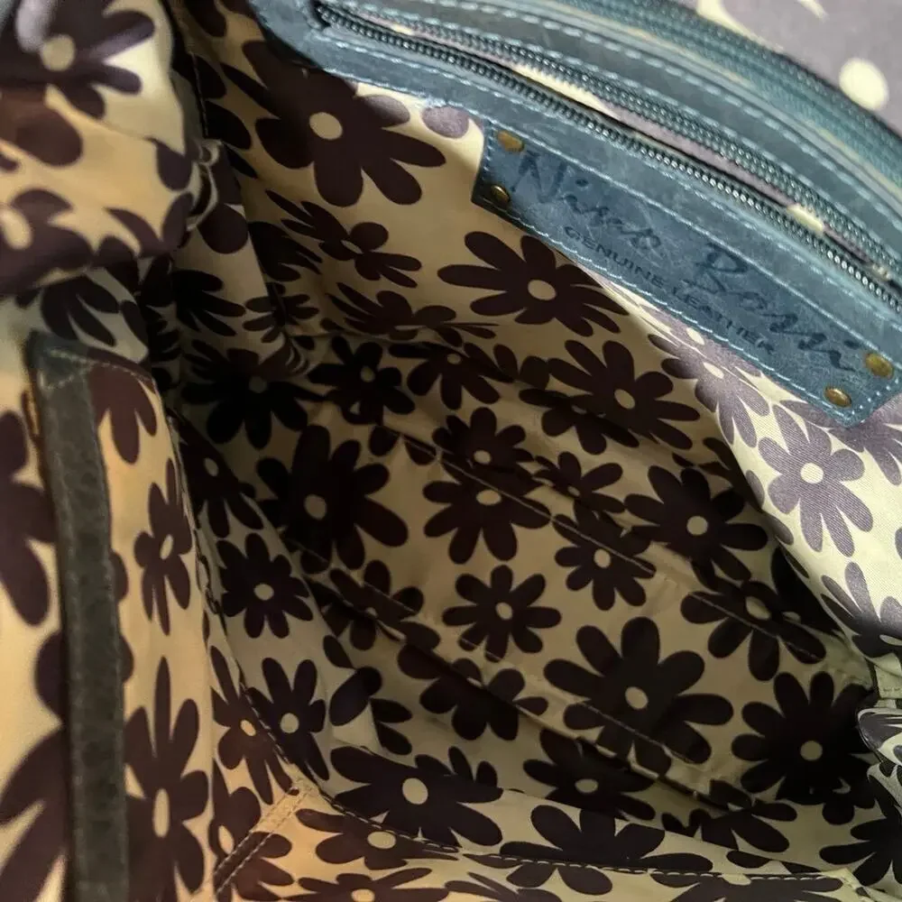 NINO BOSSI  blue satchel leather handbag